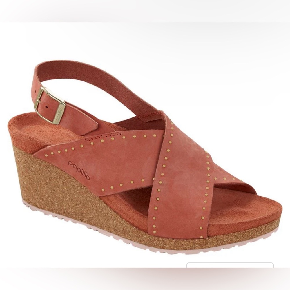 NWT BIRKENSTOCK PAPILLIO SAMURA EARTH RED RIVETS 8-8.5 (39) M/N